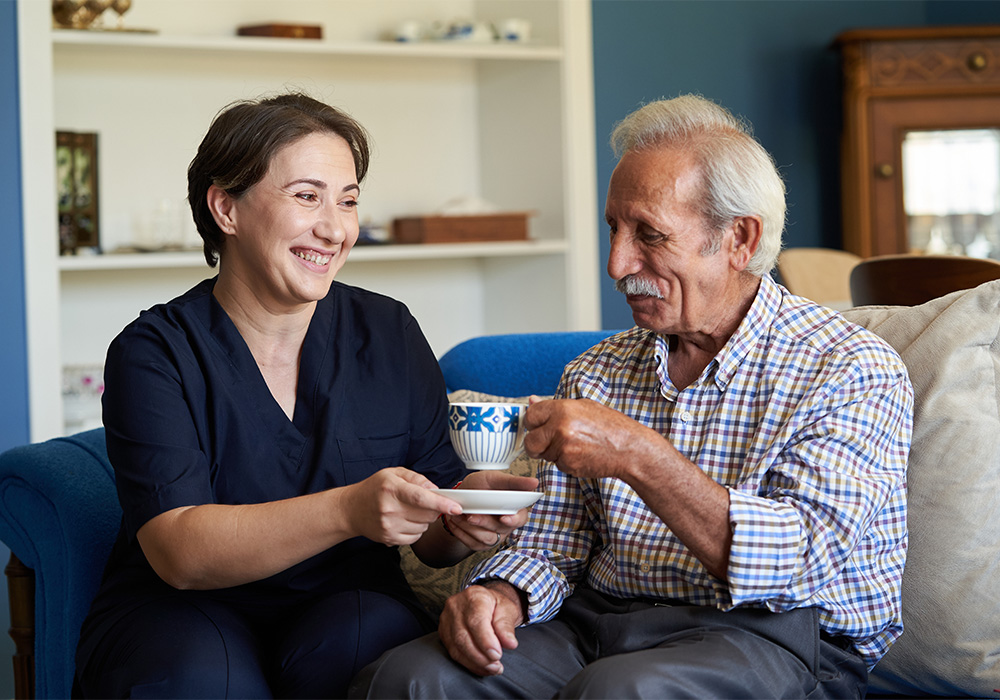 in-home nursing services caregiver and client