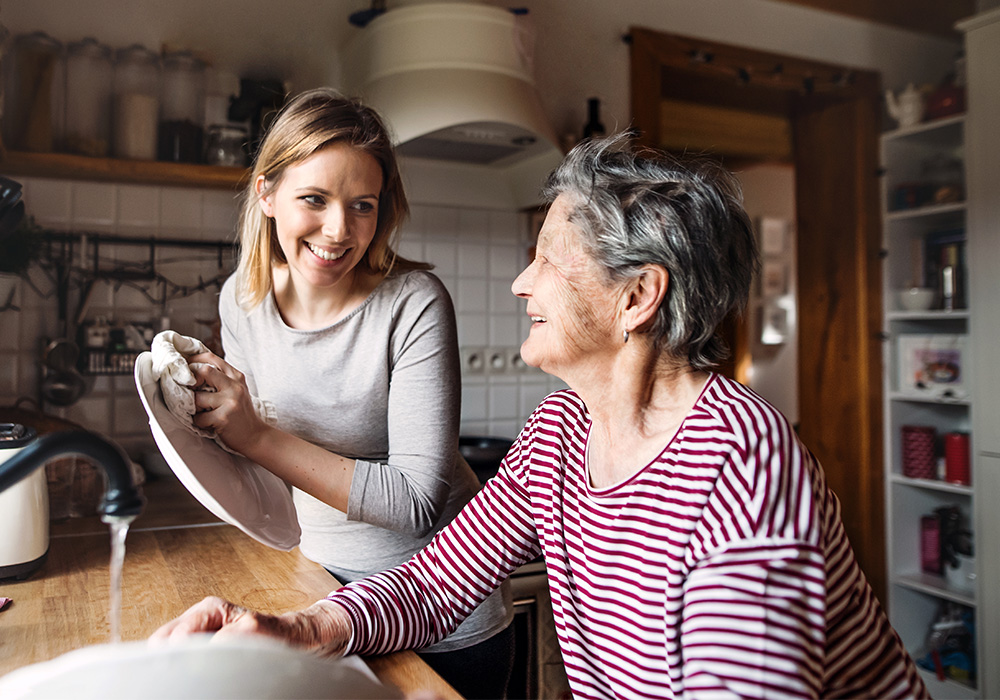 caregiver advice, caregiver with senior woman